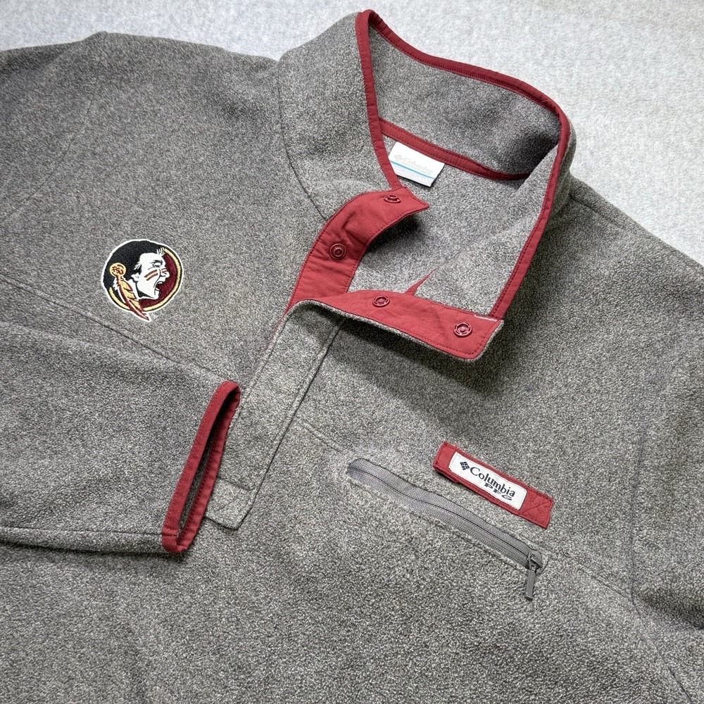 Columbia PFG‎ Florida State Seminoles Gray Fleece Pullover XXL